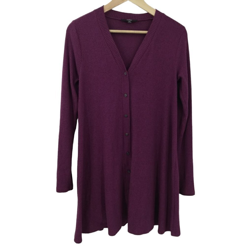 Lulus Sweet Comfort Long Sleeve Button Front Swing Ribbed Sweater Dress Size XS